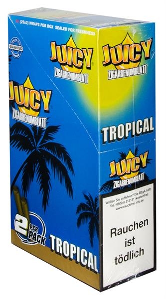 Juicy Hemp Wraps 50 (25x2) BOX Tropical: (Tropische Früchte Geschmack)